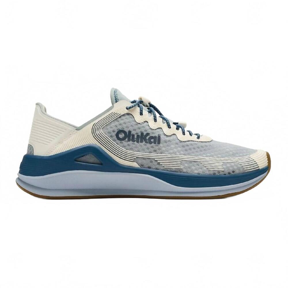 NEW OLUKAI men's ahi casual shoe in blue pearl/white sand